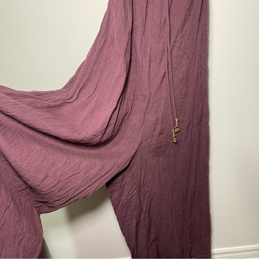 Free People Deep Purple “Whatever you want” boho tassle wide leg jumpsuit in S - Picture 5 of 10